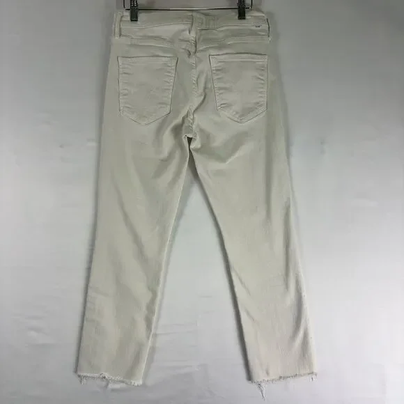 MOTHER Mother The Mid Rise Dazzler Crop Fray Cream Puffs Jeans Women’s - Picture 4 of 4